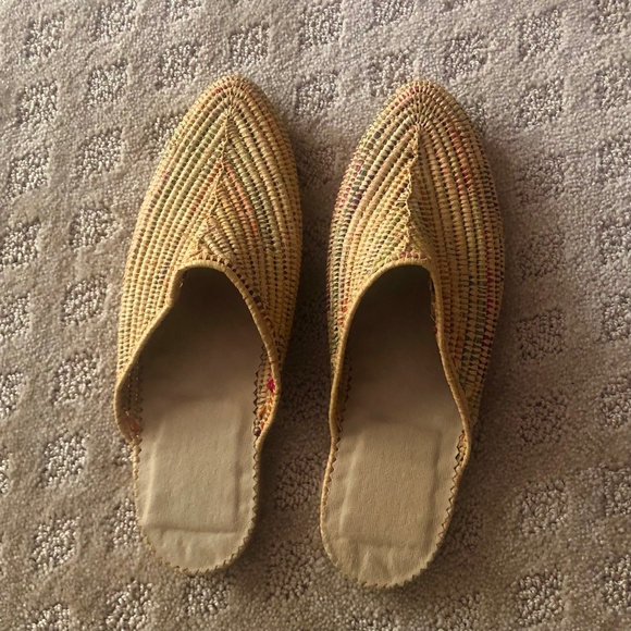 Anthropologie rattan slip on shoes (babouche moccasin style) - Picture 1 of 2